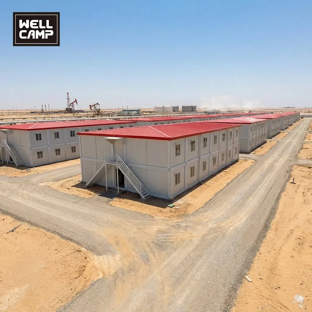 تركيب سريع هيكل فولاذي مؤقت سكن متنقل معسكر إقامة للنفط والغاز