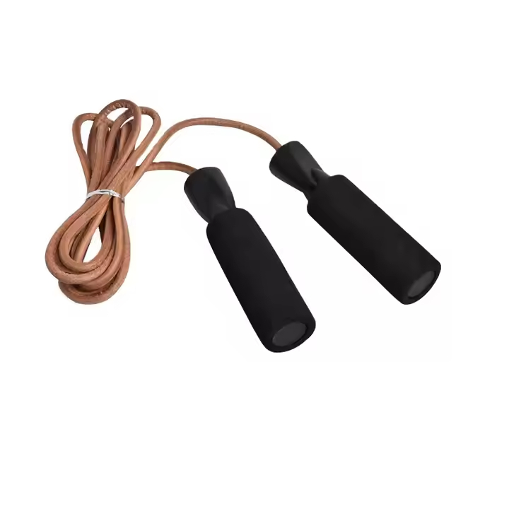 Adjustable Speed Smart Leather Skipping Rope with Bearing Weighted Home Boxing Jump Rope PP Handle