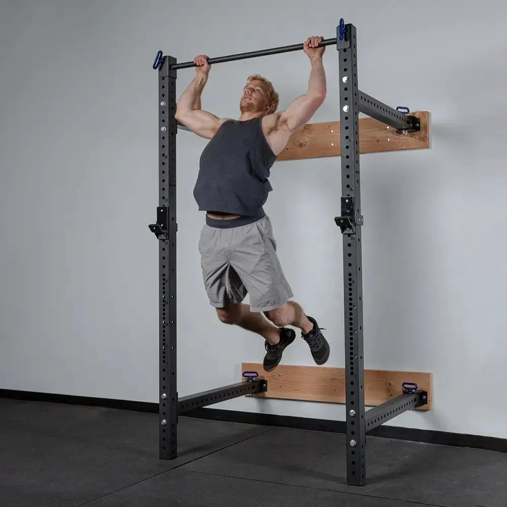 Wall Mounted Power Rack Matt Black Folding Squat Rack Design