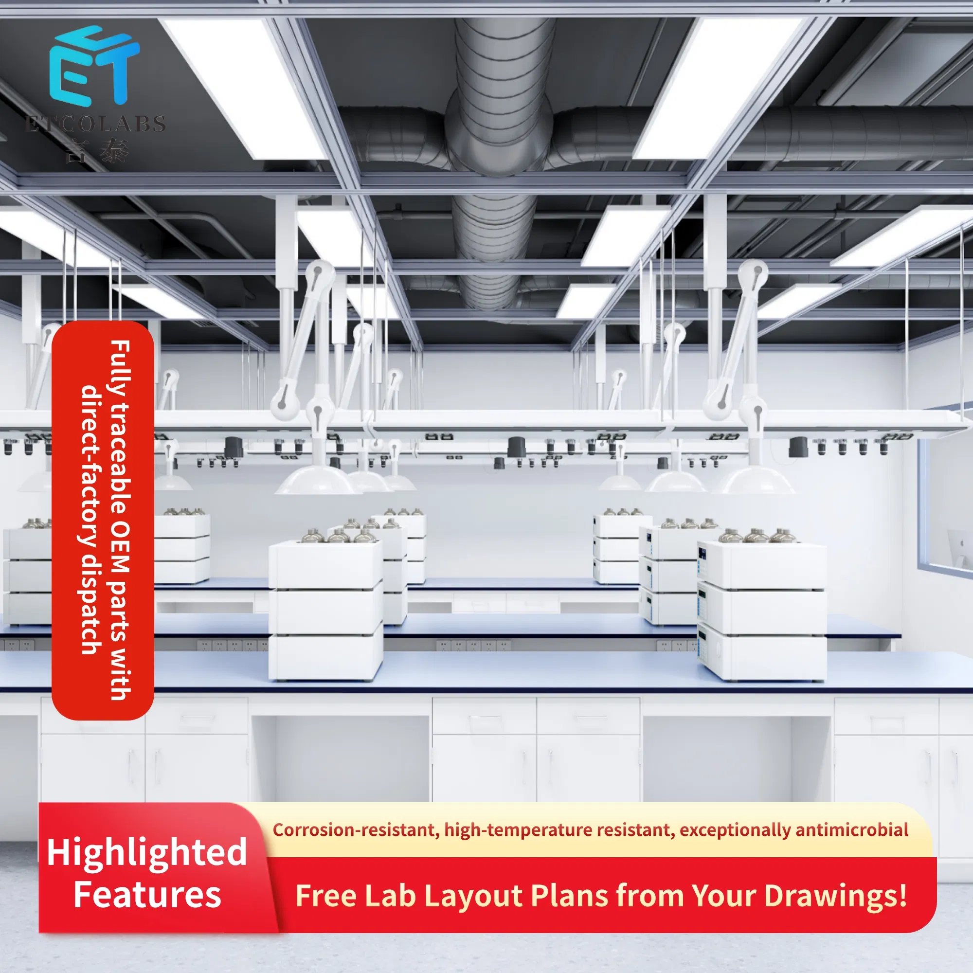 Integrated Lab Bench - Durable Ceramic Surface 10-Year Warranty