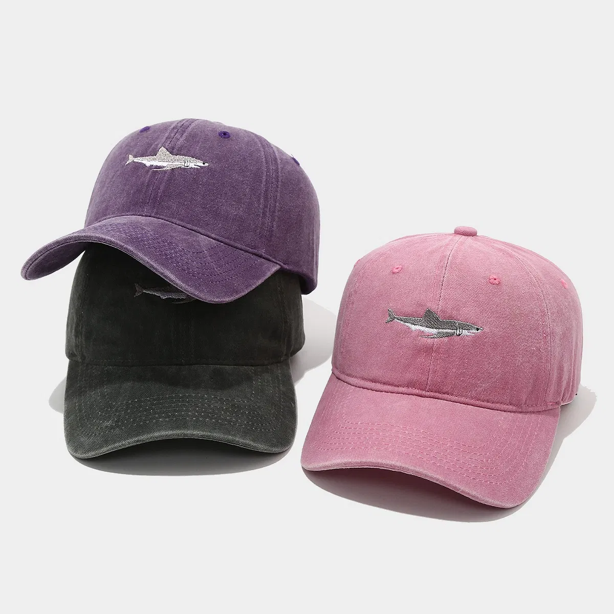 Leisure Shark Baseball Cap - Washed and Distressed Street Fashion Trend