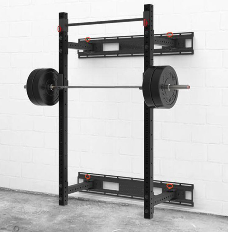 Commercial Gym Fitness Equipment and Home Strength Machine Wall Mounted Power Rack Includes Safety Spotter Arms