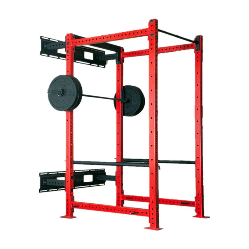 Athletics Fitness Power Rack Squat Cage Home Gym Training Station Weightlifting Cage Fitness Bodybuilding Space Saving Wall Mounted Folding Power Squat Rack