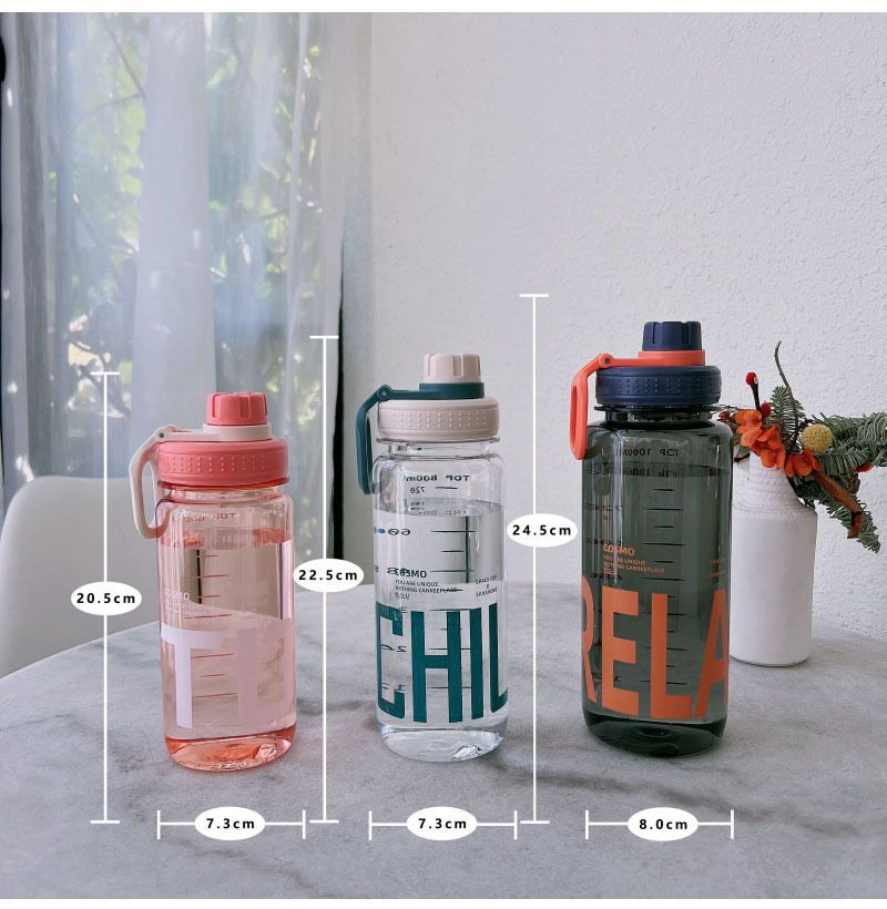 High Temperature Resistant Transparent Plastic Student Portable BPA Free Anti-Slip Large Capacity Fitness Travel Sports Water Bottle