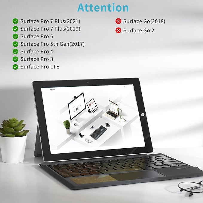 Surface PRO Keyboard, Ultra-Slim Portable Bluetooth Wireless Keyboard with Touchpad