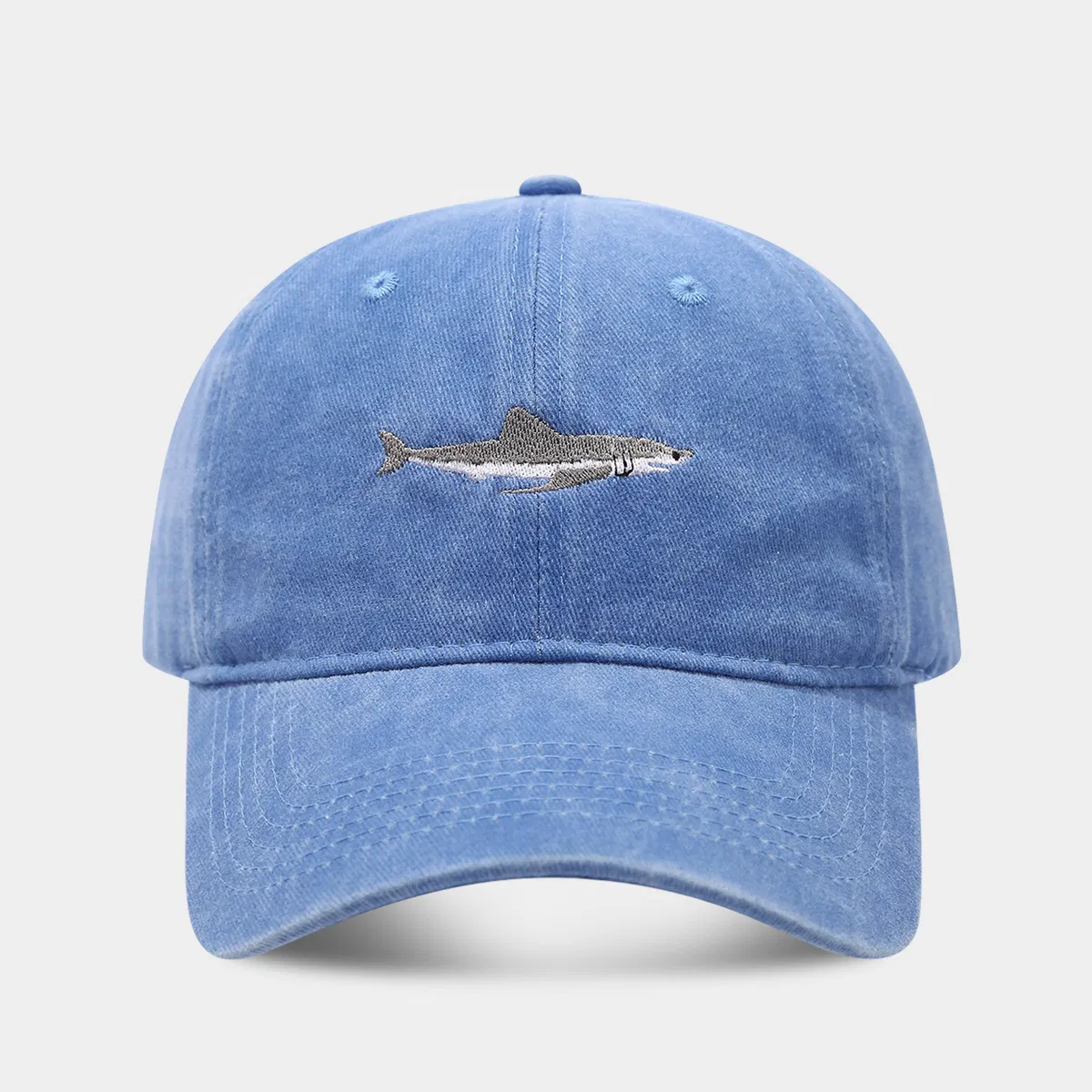 Leisure Shark Baseball Cap - Washed and Distressed Street Fashion Trend