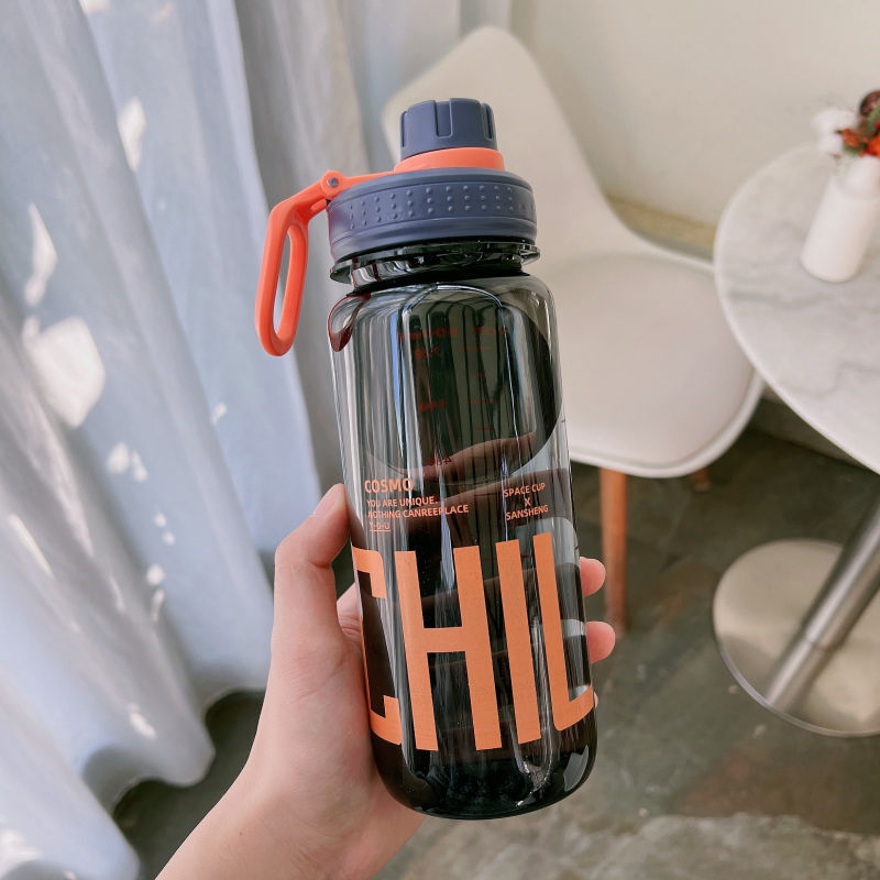 High Temperature Resistant Transparent Plastic Student Portable BPA Free Anti-Slip Large Capacity Fitness Travel Sports Water Bottle