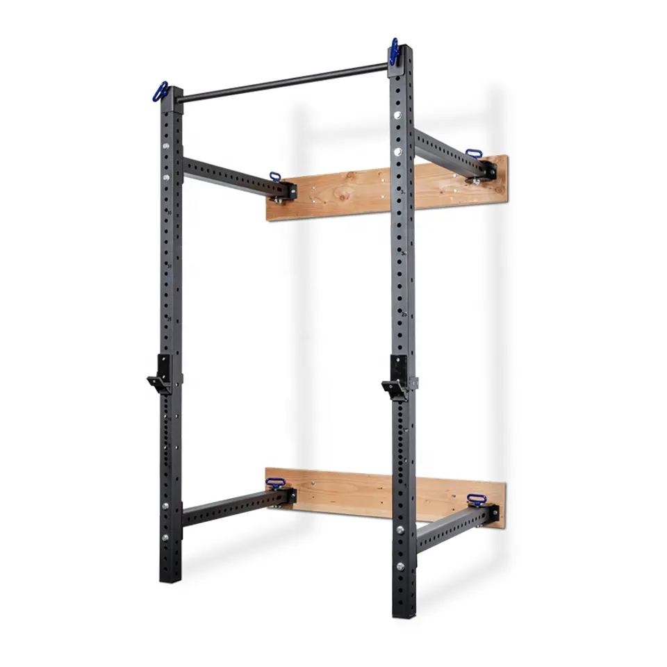 Wall Mounted Power Rack Matt Black Folding Squat Rack Design