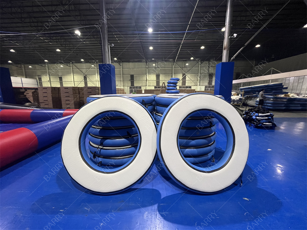 Drop Stitch Inflatable Fitness Equipment Circle Block Air Track Kids Indoor Trampoline Park Warrior Course Ring Air Spot