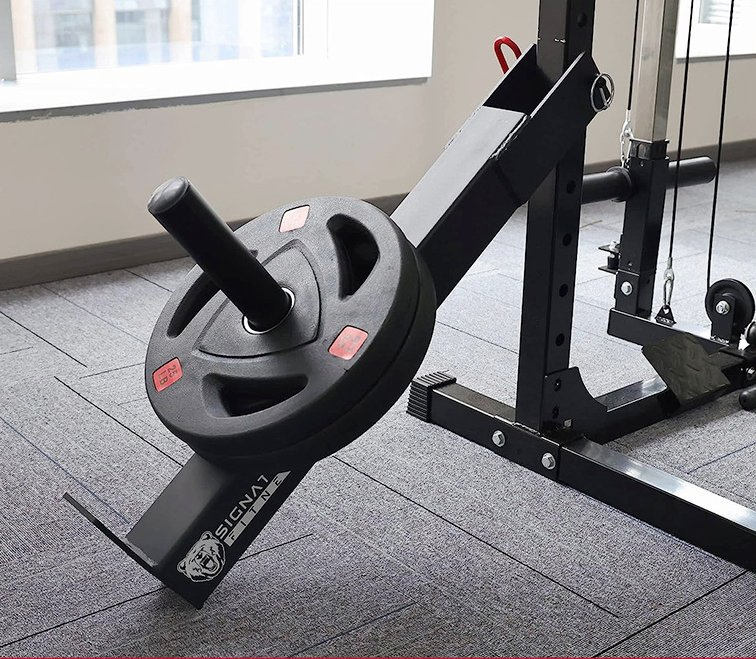 Signature Fitness Wall Mounted Fold-in Power Cage Squat Rack with Adjustable Pull up Bar and J Hooks - Space-Saving Home Gym