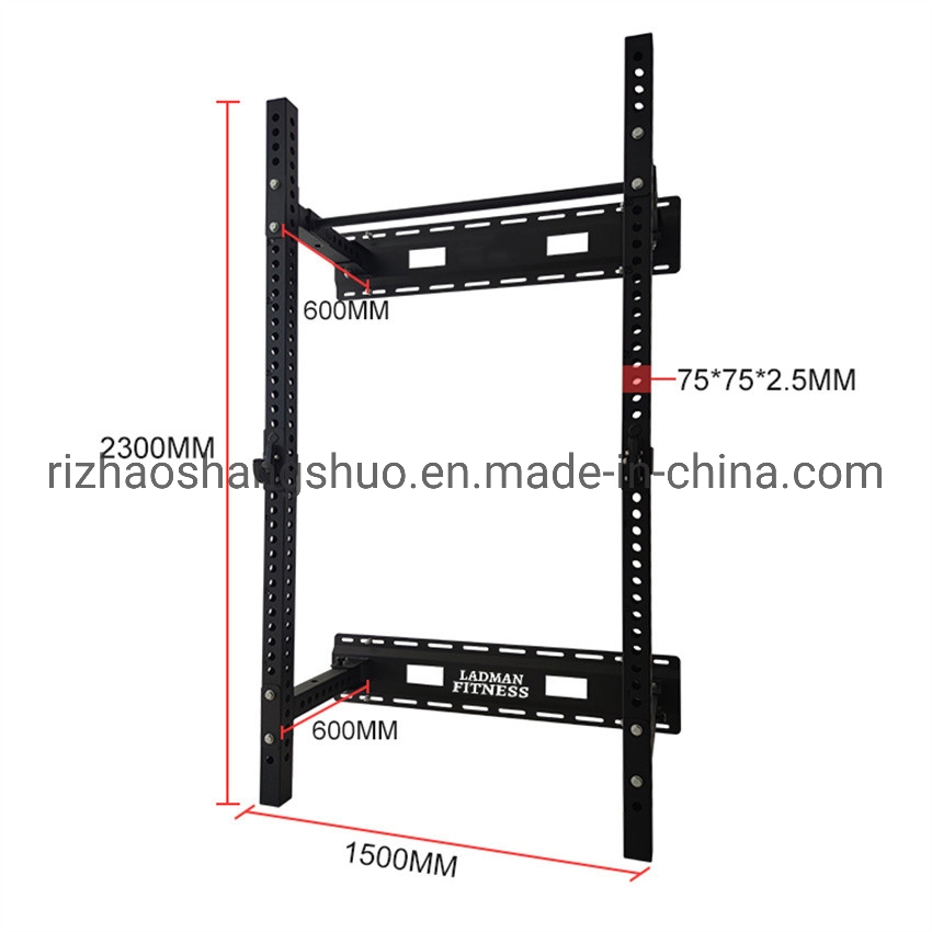 Athletics Fitness Power Rack Squat Cage Home Gym Training Station Weightlifting Cage Fitness Bodybuilding Space Saving Wall Mounted Folding Power Squat Rack