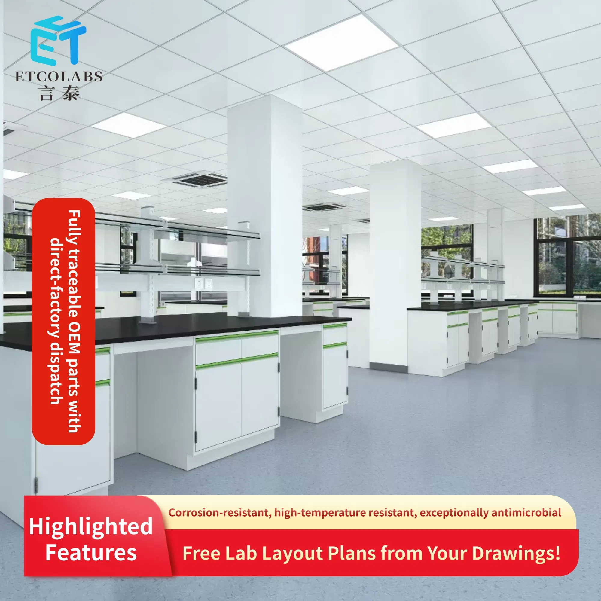 Integrated Lab Bench - Durable Ceramic Surface 10-Year Warranty