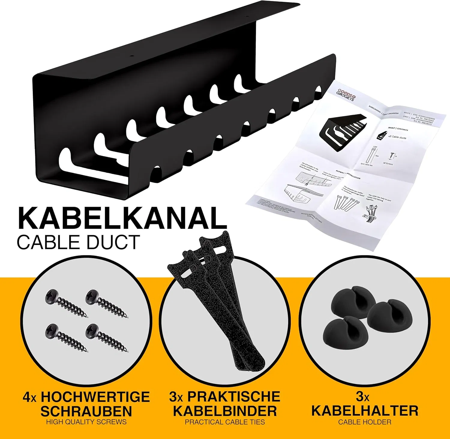 Home Office Under Table Cable Management System Cable Duct Desk Organisation