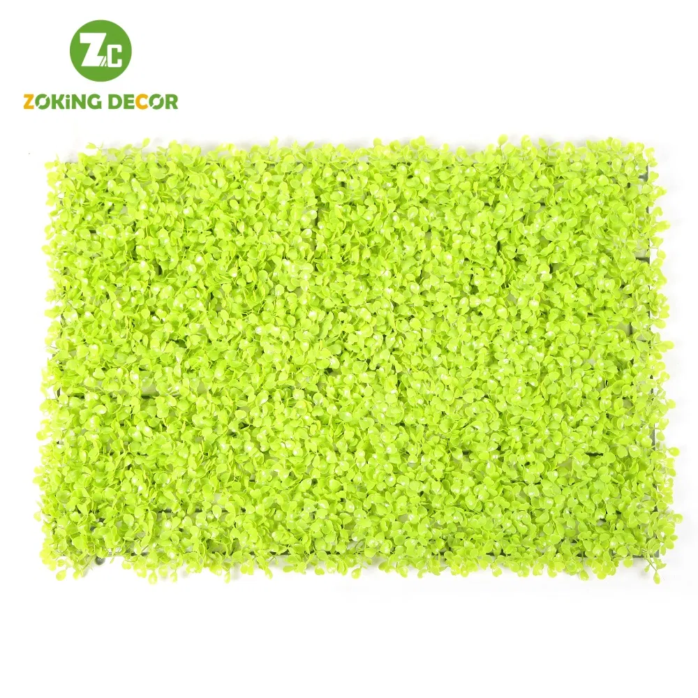 Zc Wholesale Plastic Boxwood Hedge Plant Green Leaves Panel Artificial Grass Wall for Home Decoration