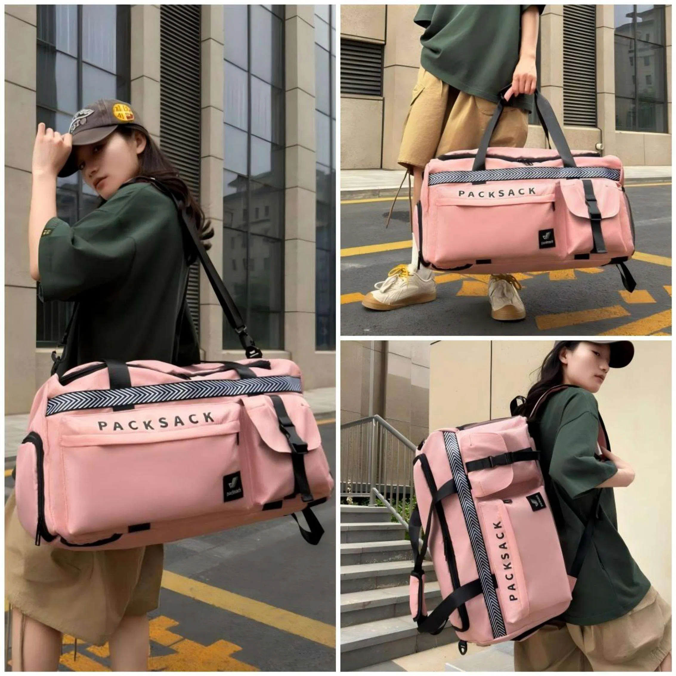 Yellow Unisex Custom Logo Large Capacity Gym Duffle Bag Waterproof Sports Travel Backpack Portable Durable Polyester Lining for Fitness