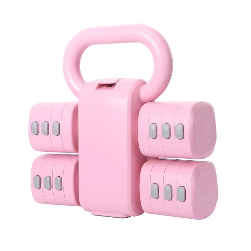 Adjustable Weight Steel Dumbbells and Kettlebell Set Portable Cast Iron Barbell Rack Free Weights