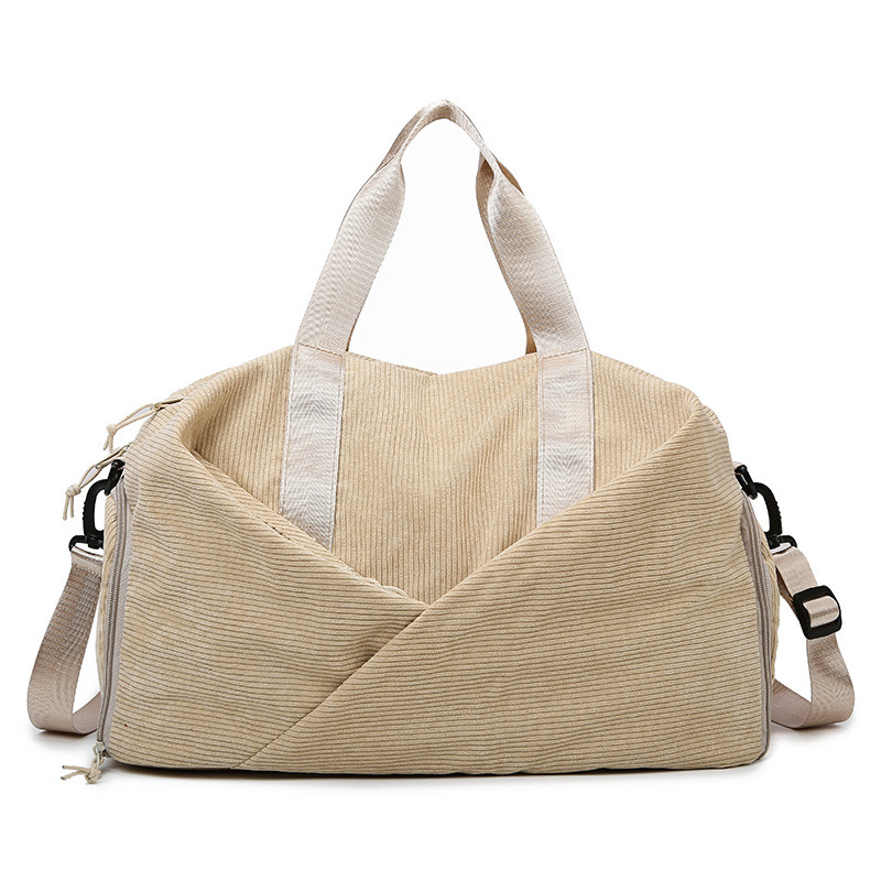 Simple Velvet Yoga Fitness Woman Bag Leisure Duffel Bag Soft Corduroy Fashion Short-Haul Portable Large Capacity Travel Bag