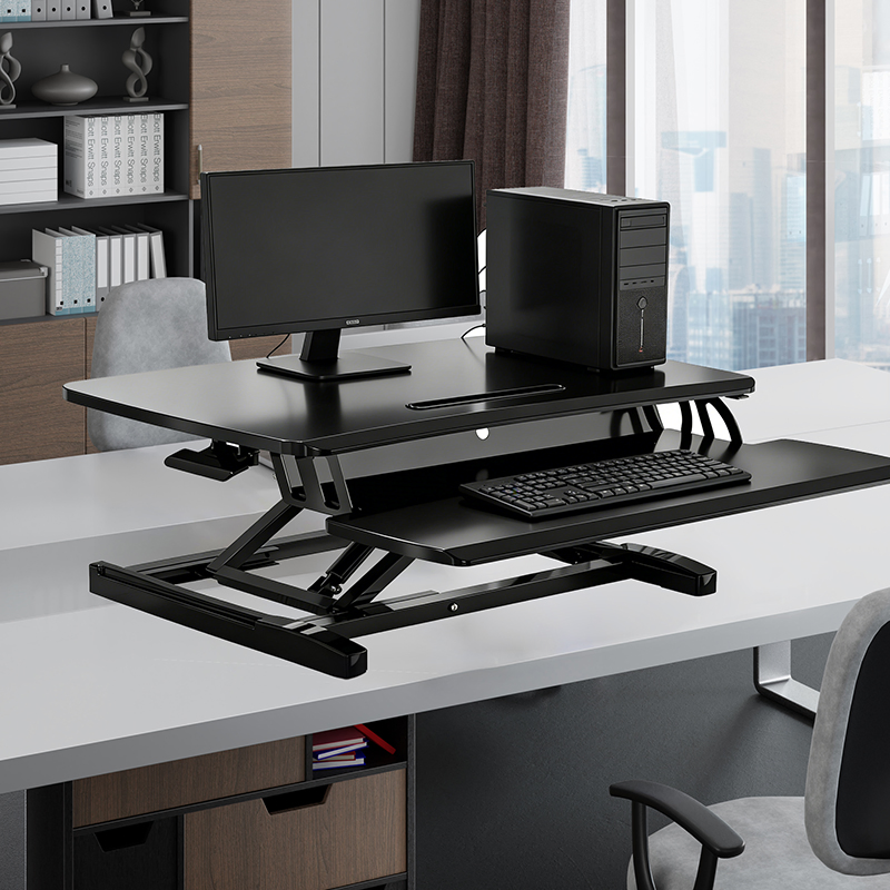 Pneumatic Ergonomic Design Height Adjustable Sit to Stand 2 Layer Standing Desk Converter