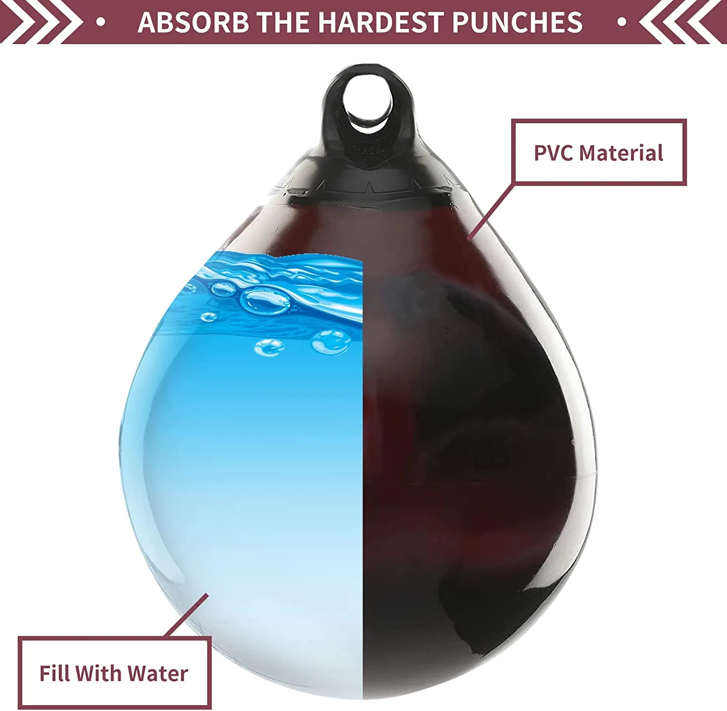 Heavy Punching Water Filled Boxing Bag for Kids and Adults Training Combos with Hooks and Uppercuts