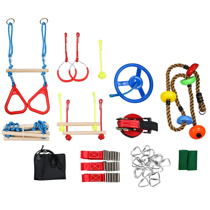 Ninja Warrior Course Zip Line Obstacle Kit for Outdoor Playground Equipment Backyard Exercise Outdoors
