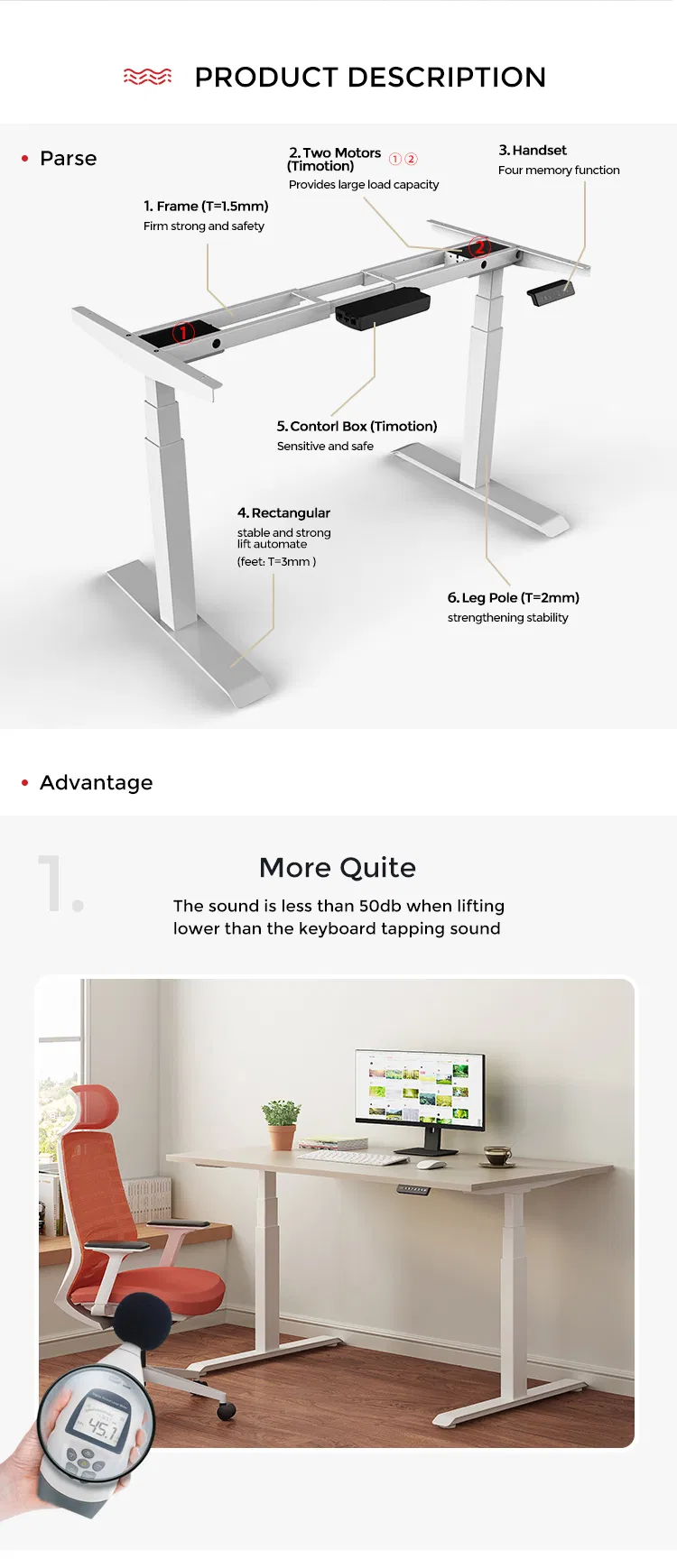 Ergonomic Desk Detail