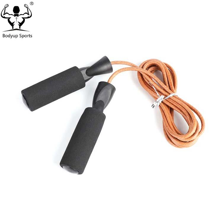 Adjustable Speed Smart Leather Skipping Rope with Bearing Weighted Home Boxing Jump Rope PP Handle