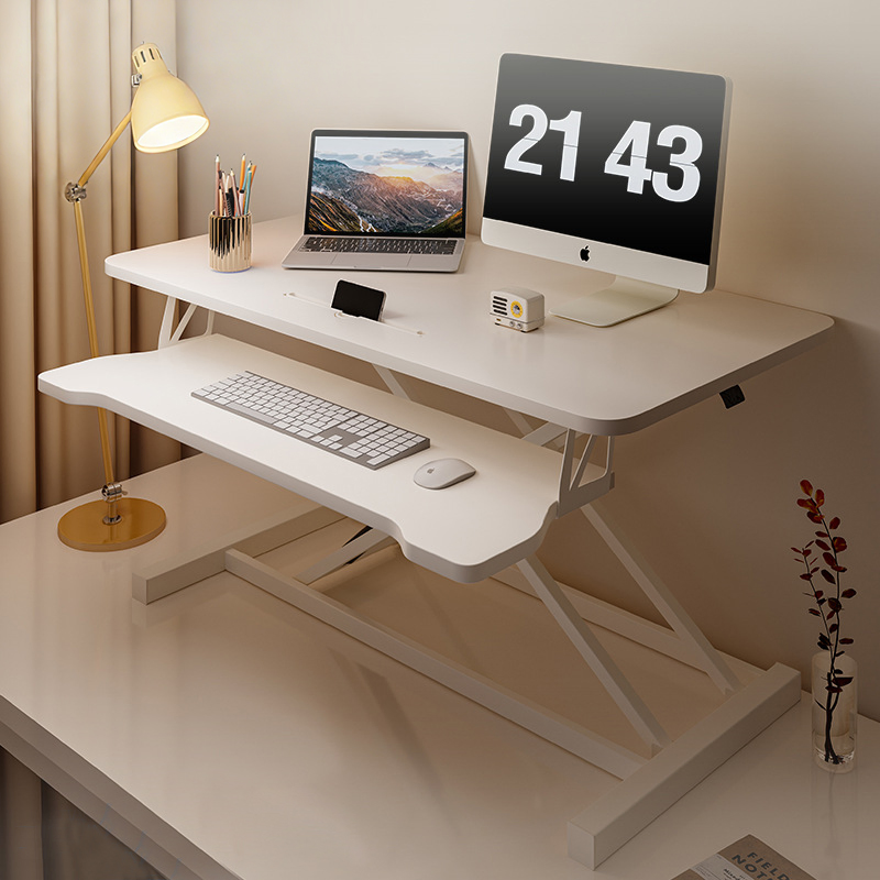Pneumatic Ergonomic Design Height Adjustable Sit to Stand 2 Layer Standing Desk Converter