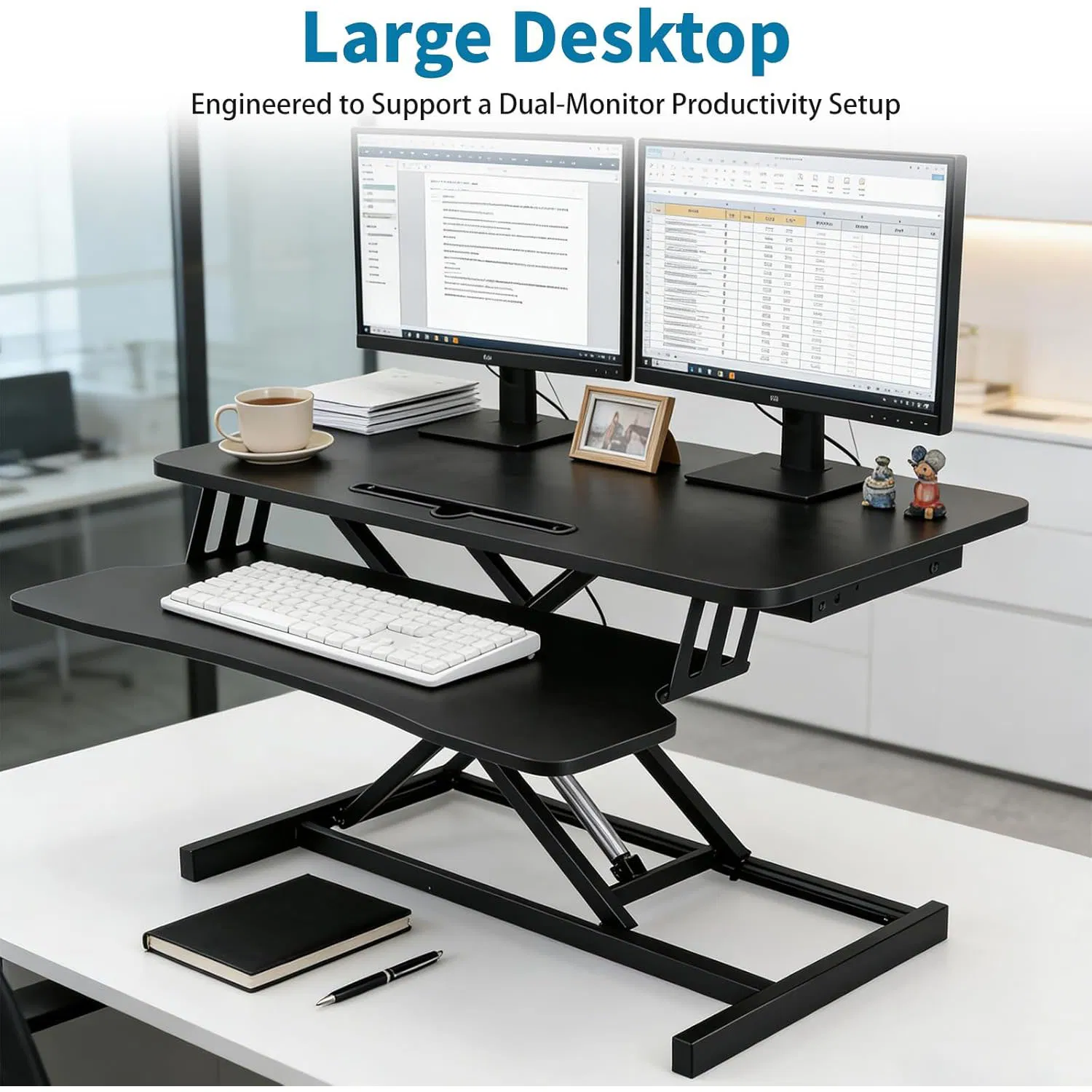 36" Pneumatic Standing Desk Converter Height Adjustable Sit to Stand up