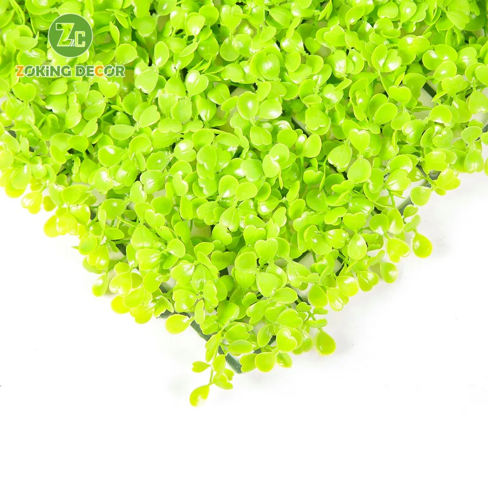 Zc Wholesale Plastic Boxwood Hedge Plant Green Leaves Panel Artificial Grass Wall for Home Decoration
