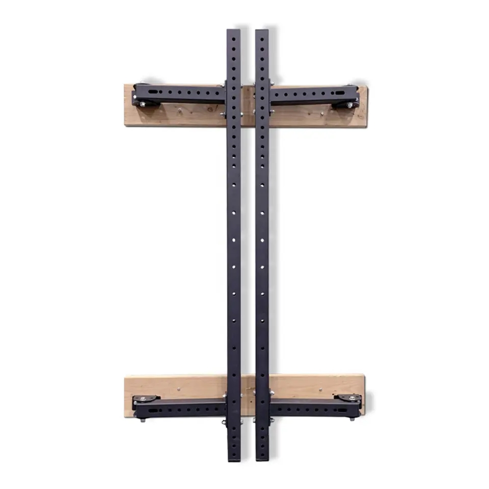 Wall Mounted Power Rack Matt Black Folding Squat Rack Design
