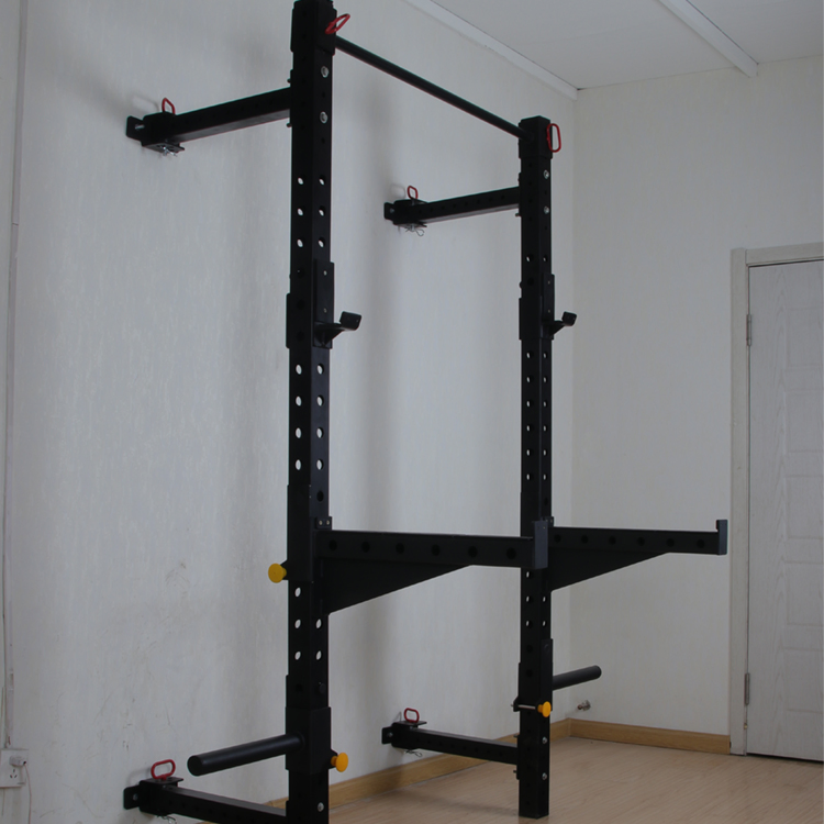 Home Use Exercise Fitness Equipment Power Training Folded Wall-Mounted Squat Rack