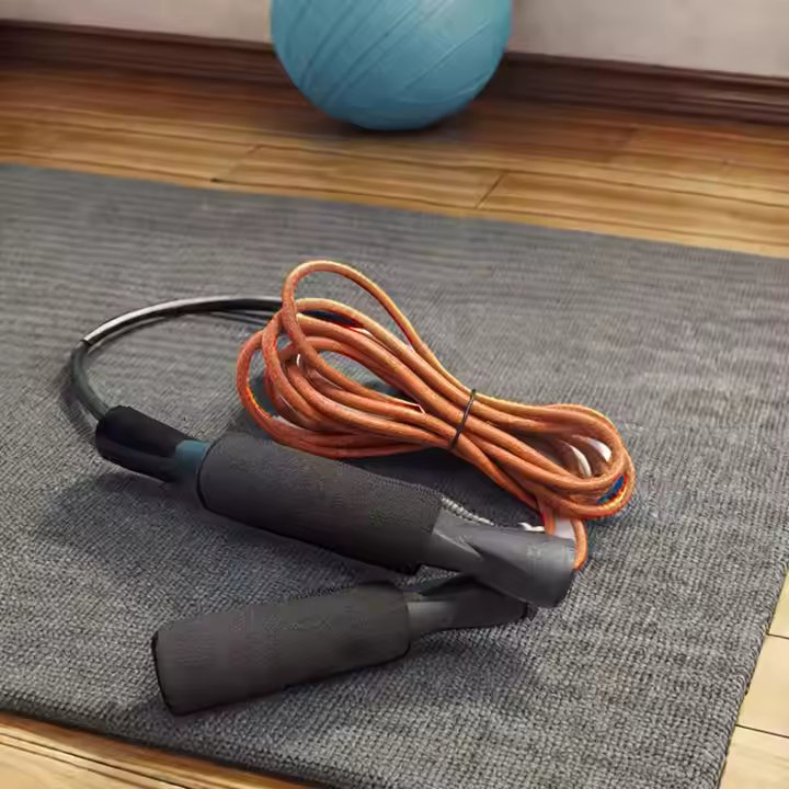Adjustable Speed Smart Leather Skipping Rope with Bearing Weighted Home Boxing Jump Rope PP Handle