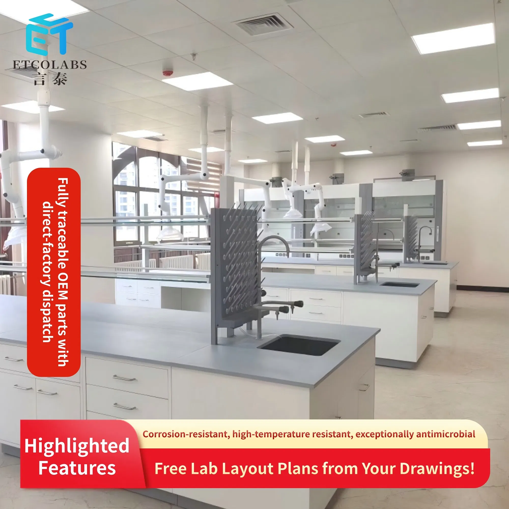 Integrated Lab Bench - Durable Ceramic Surface 10-Year Warranty