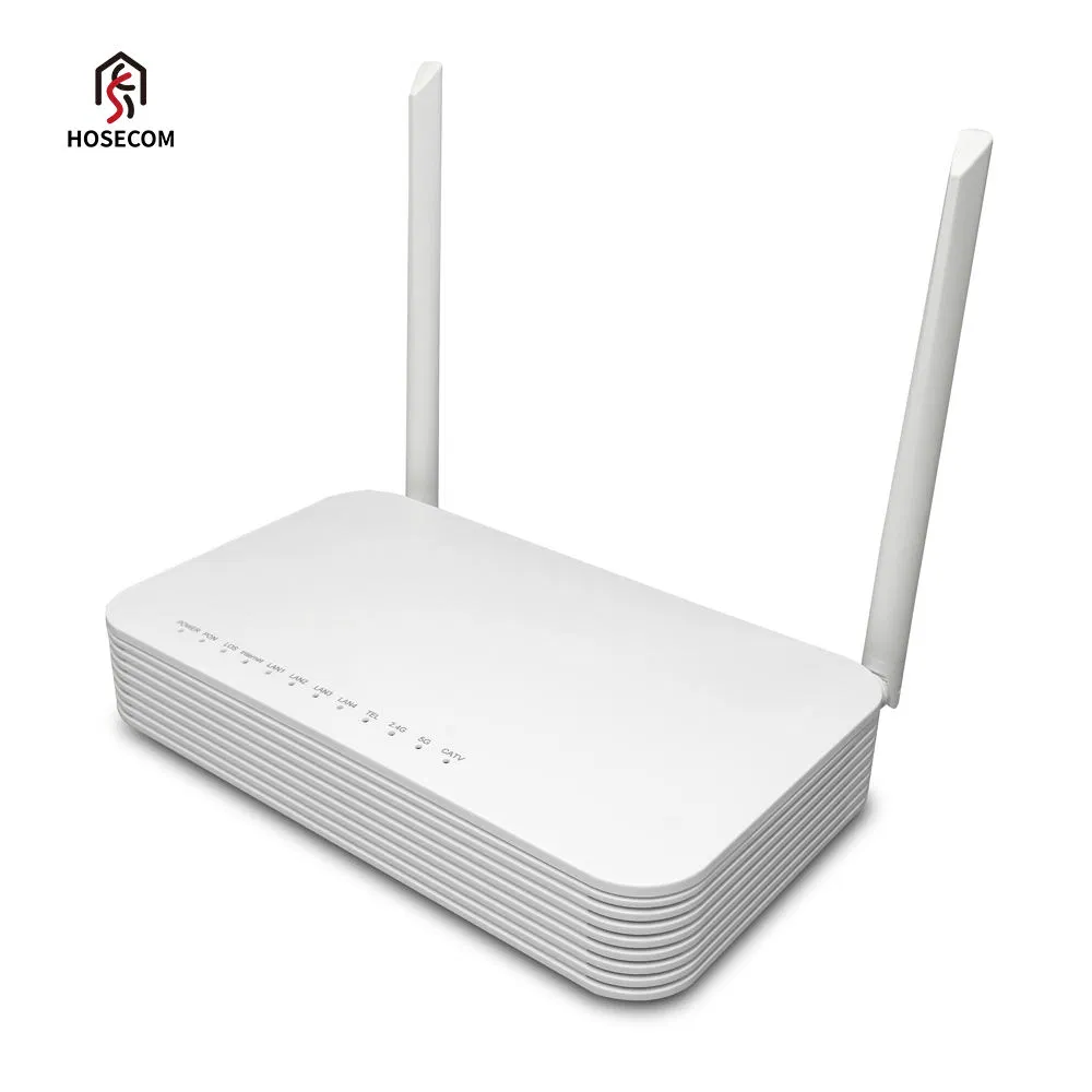 High Quality 4 Port Gpon Epon Adaptive 2.4G 5g Dual Band WiFi5 AC1200 Ont Fiber Optic Modem Equipment Dbc Xpon CATV ONU