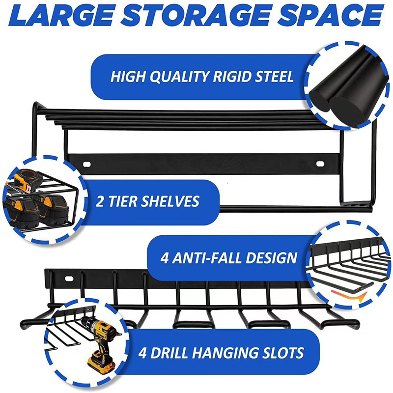 Metal Wall-Mounted Power Tool Organizer Electric Drill Storage Rack