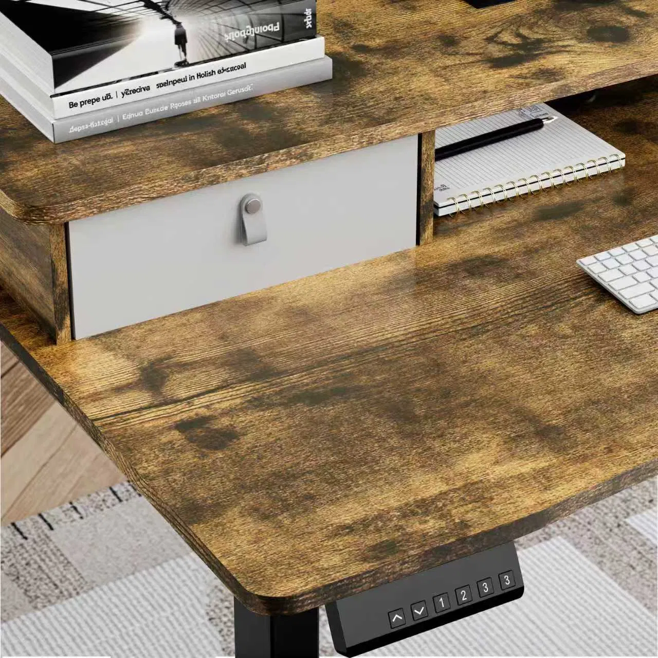 Prorials Single Motor Electric Lift Desk Sit Stand Converter for Office Computer