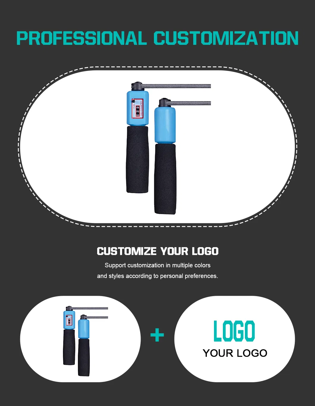 Digital Counter Fitness Equipment Smart Jump Rope with Ball Weighted