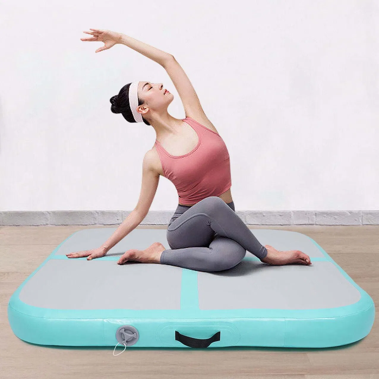 Inflatable Air Gymnastics Mat Training Mats 4/8 Inches Thickness Gymnastics Track for Home Use/Training/Cheerleading/Yoga/Water with Pump