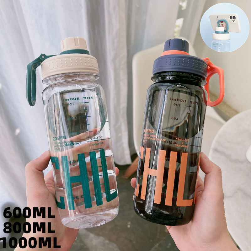 High Temperature Resistant Transparent Plastic Student Portable BPA Free Anti-Slip Large Capacity Fitness Travel Sports Water Bottle