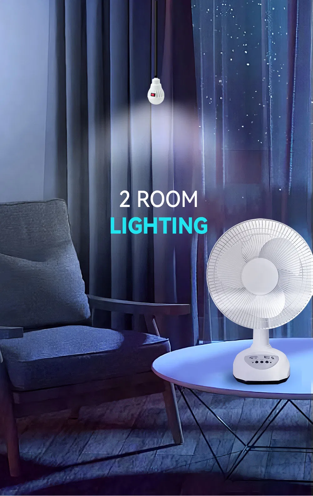 Lighting Mobile Phone Charging Affordable Outdoor Portable off-Grid Rechargeable Solar Table Fan