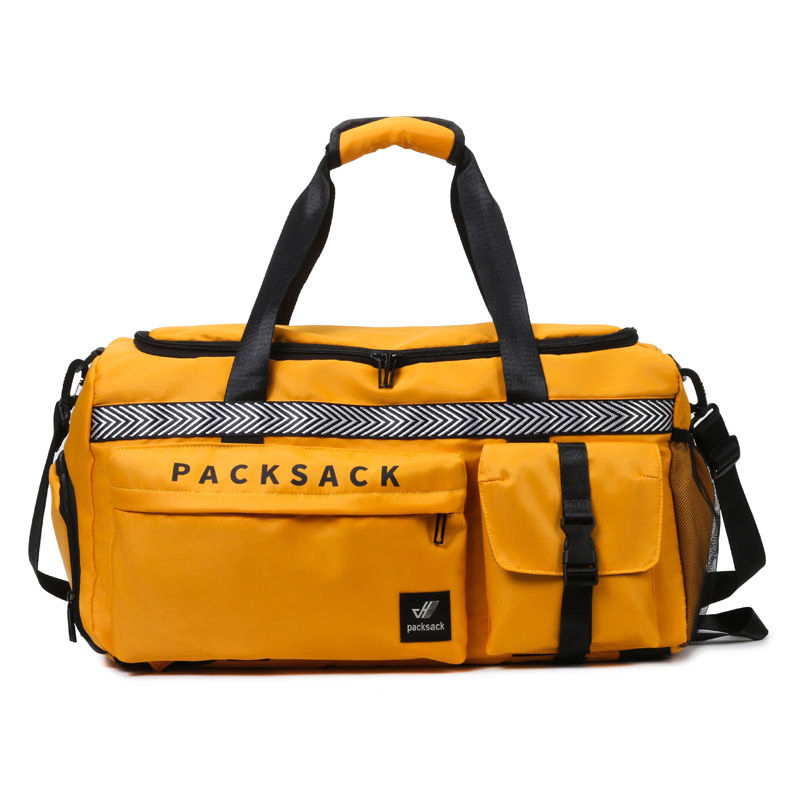 Yellow Unisex Custom Logo Large Capacity Gym Duffle Bag Waterproof Sports Travel Backpack Portable Durable Polyester Lining for Fitness