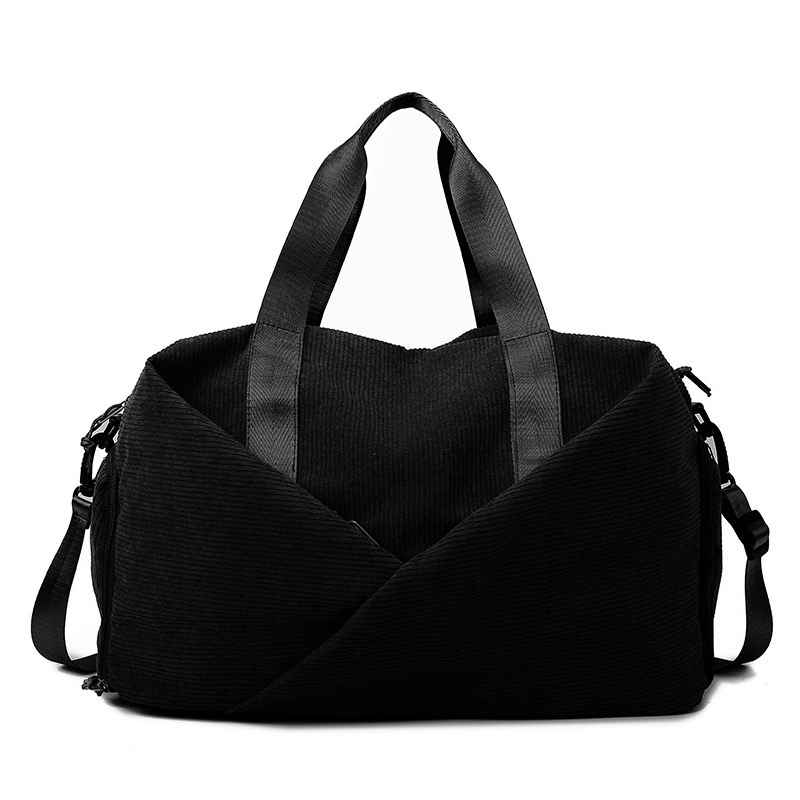 Simple Velvet Yoga Fitness Woman Bag Leisure Duffel Bag Soft Corduroy Fashion Short-Haul Portable Large Capacity Travel Bag