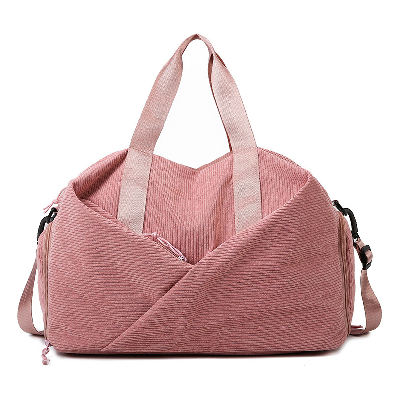 Simple Velvet Yoga Fitness Woman Bag Leisure Duffel Bag Soft Corduroy Fashion Short-Haul Portable Large Capacity Travel Bag