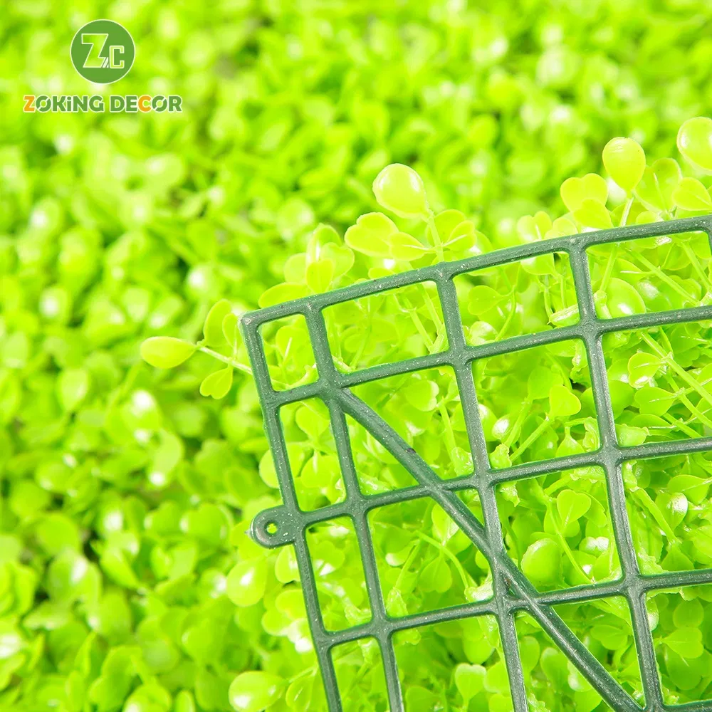 Zc Wholesale Plastic Boxwood Hedge Plant Green Leaves Panel Artificial Grass Wall for Home Decoration