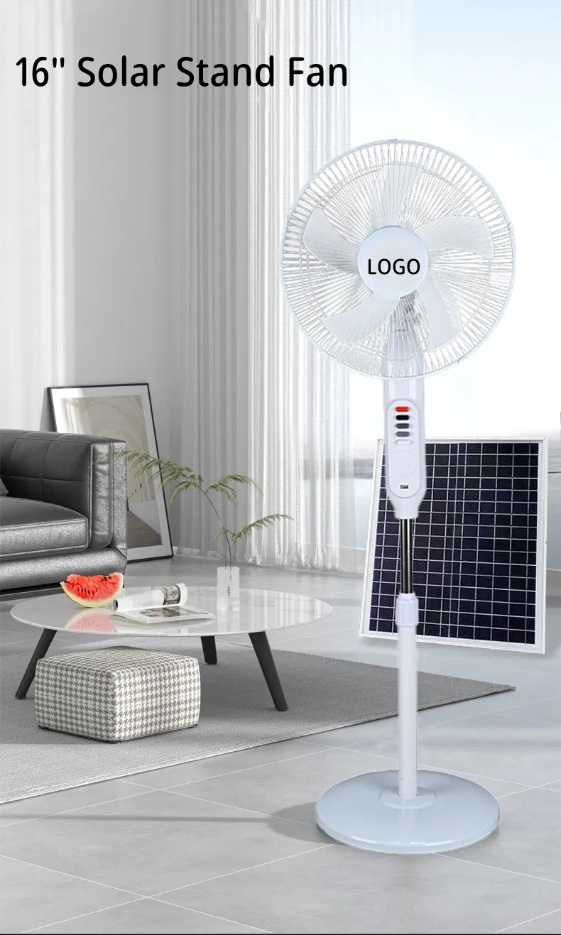 16 Inch Rotatable Outdoor High Speed 9 Volt DC Solar Fan and Solar Powered Electric Standing Fans with AC Adapter