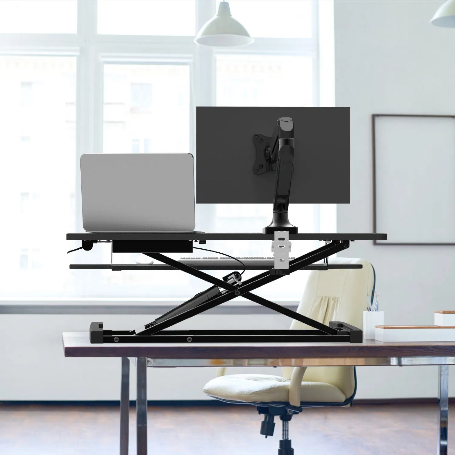 Ergonomic Sit Standing Desk Height Adjustable Working Desk Converters for Modern Office