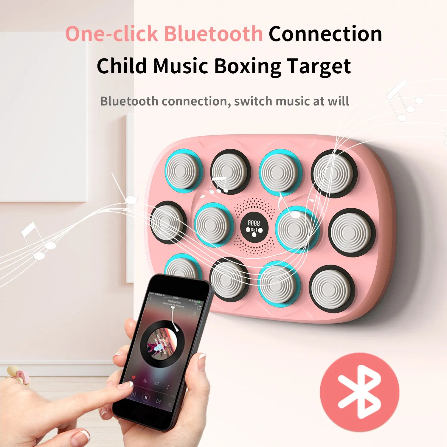 Smart Bluetooth Wall-Mounted Punching Bag Adult &amp; Child Trainer Professional Fitness Music Boxing Machine Gloves Trainer Target