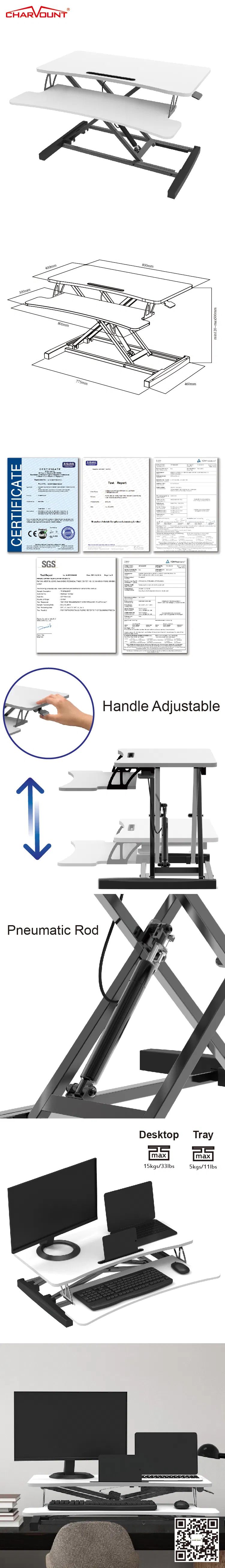 Universal Office Morden Standing Desk Converter Height Adjustable Ergonomic Laptop Sit Stand up Desk