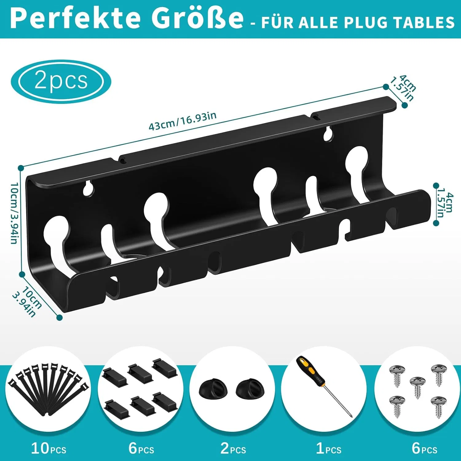 Power Strip Holders for Tables Cable Management Under Desk Metal Cable Tray