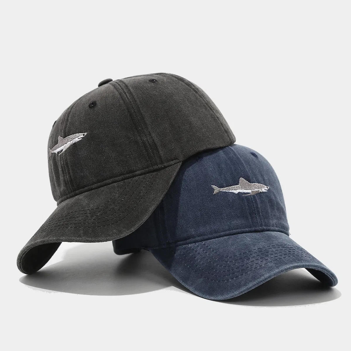 Leisure Shark Baseball Cap - Washed and Distressed Street Fashion Trend